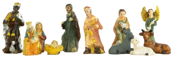 Traditionelles, handbemaltes Krippenfiguren-Set für Ihre Weihnachtskrippe 11-teilig mit einer Höhe von ca. 5 cm